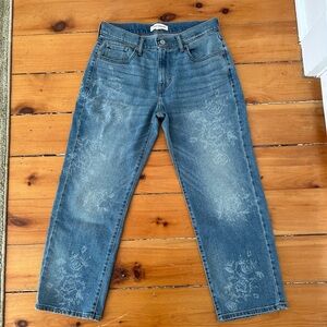 Lucky Brand 90s Loose High Rise Crop Denim Jeans Floral Pattern Sz 2 | 26